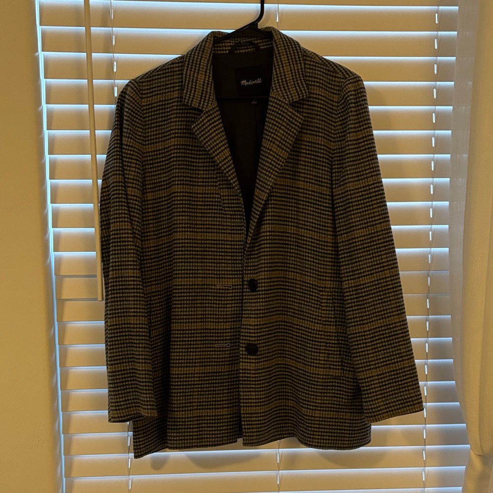 Madewell Black and Gray Checkered Blazer